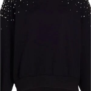 Cinq a sept Black Sweater with Rhinestone Embellishments